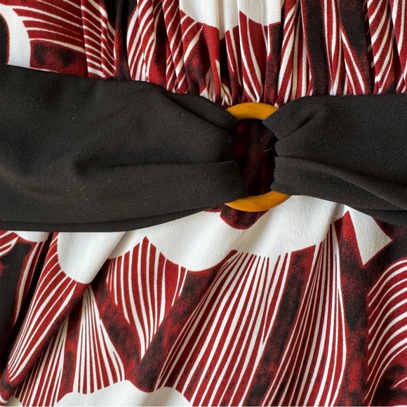 Vintage Y2K 2000 Floral Red Black White Cocktail Summer Dress Size Large - Picture 9 of 14